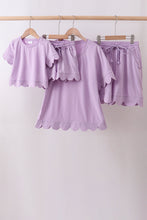 Lavender scalloped mom&me shorts set - ARIA KIDS