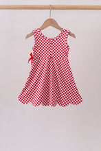 Red checkered bow active dress