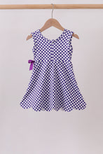 Purple checkered bow active dress