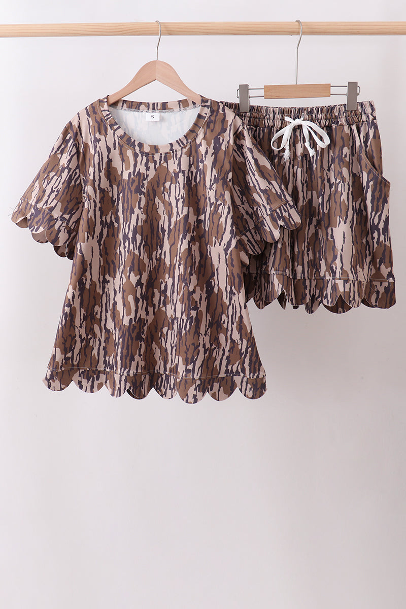 Camouflage scalloped mom&me shorts set - ARIA KIDS
