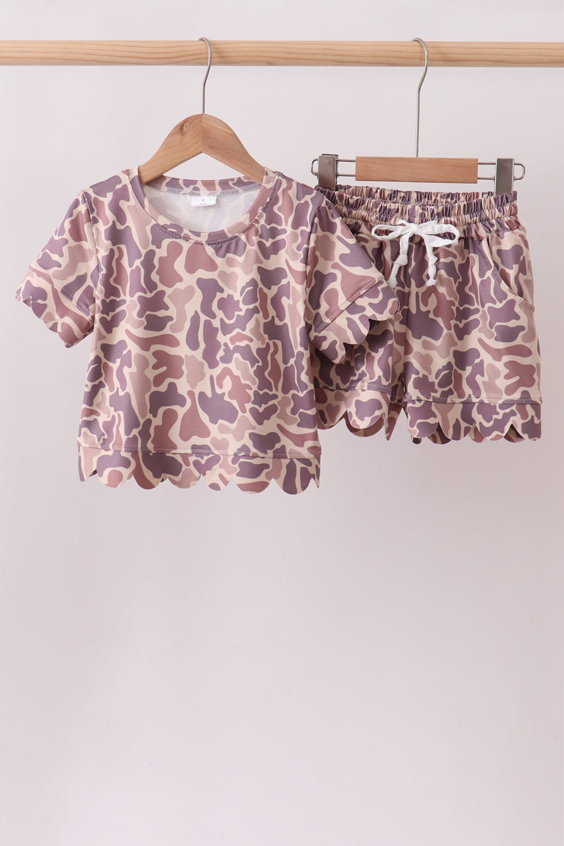 Camouflage scalloped shorts set - ARIA KIDS