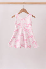 Pink Performance Bow Print Scalloped Dress - ARIA KIDS