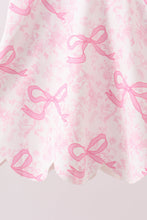 Pink Performance Bow Print Scalloped Dress - ARIA KIDS