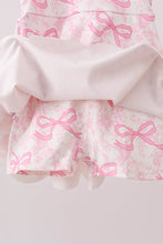 Pink Performance Bow Print Scalloped Dress - ARIA KIDS