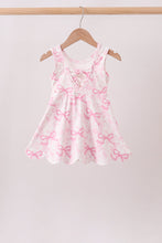 Pink Performance Bow Print Scalloped Dress - ARIA KIDS