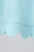 Light blue scalloped zipper shorts set
