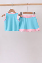 Blue Performance Scalloped Skorts Set - ARIA KIDS