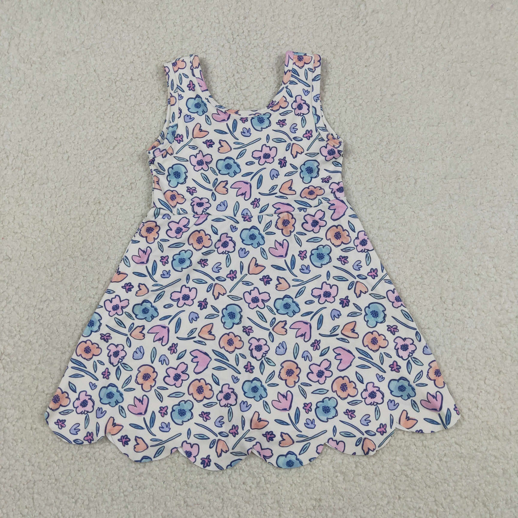 Floral Performance Scalloped Tank Dress