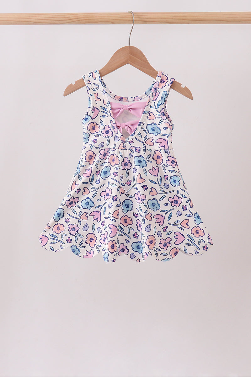 Floral Performance Scalloped Tank Dress - ARIA KIDS