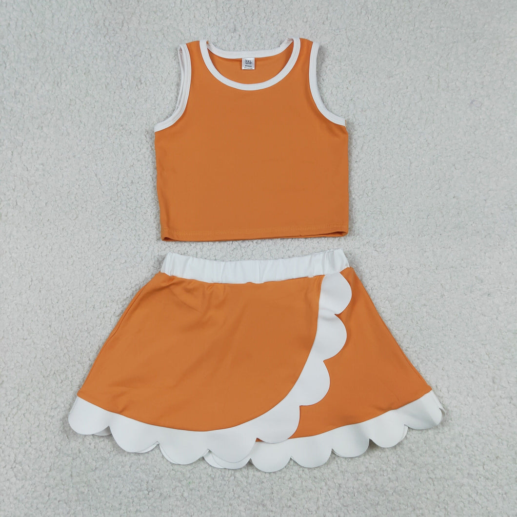 Orange Performance Scalloped Skorts Set