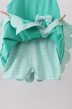 Green scalloped bow active dress