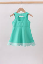 Green scalloped bow active dress
