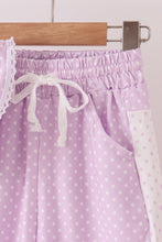 Lavender polka dot pocket ruffle pants set