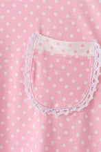 Pink polka dot pocket ruffle pants set