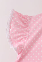 Pink polka dot pocket ruffle pants set