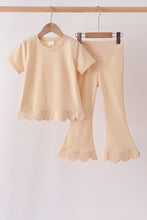 Khaki scalloped active pants set - ARIA KIDS