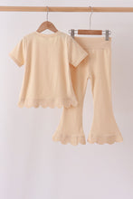 Khaki scalloped active pants set - ARIA KIDS