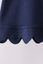 Navy sclloped active pants set