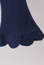 Navy sclloped active pants set