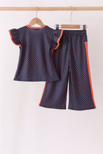 Navy Auburn dot pants set