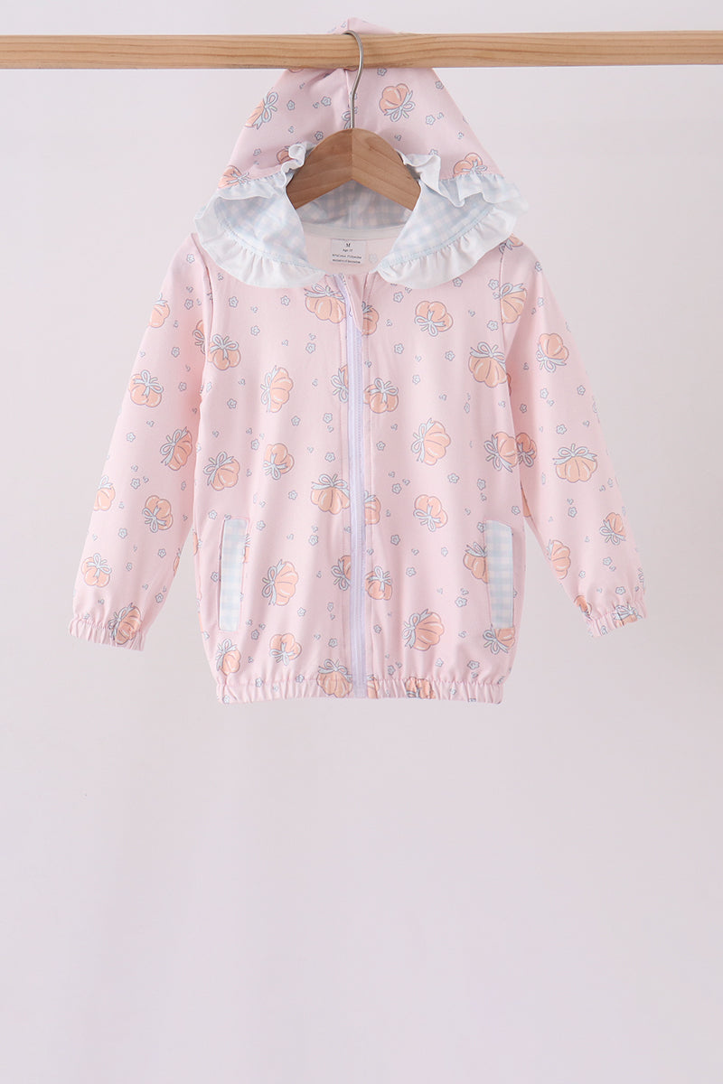 Pink pumpkin print ruffle coat - ARIA KIDS