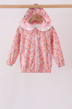 Pink pumpkin floral print ruffle coat - ARIA KIDS