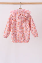 Pink pumpkin floral print ruffle coat - ARIA KIDS