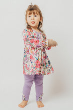 Purple floral print ruffle girl set - ARIA KIDS