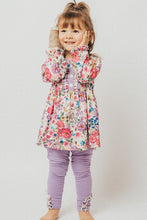 Purple floral print ruffle girl set - ARIA KIDS