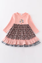 Pink leopard turkey applique girl dress - ARIA KIDS