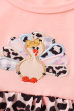 Pink leopard turkey applique girl dress - ARIA KIDS