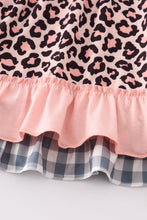 Pink leopard turkey applique girl dress - ARIA KIDS