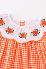 Orange plaid pumpkin embroidery dress - ARIA KIDS