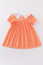Orange plaid pumpkin embroidery dress - ARIA KIDS