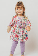 Purple floral print ruffle girl set - ARIA KIDS