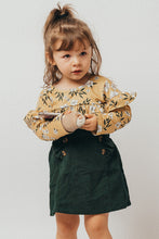 Mustard floral print ruffle girl skirt set