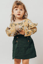 Mustard floral print ruffle girl skirt set