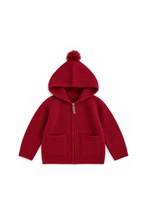 Red zipper cardigan sweater