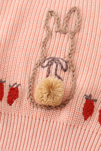 Coral hand-embroidery bunny pullover sweater