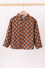 Premium brown plaid button down muslin shirt - ARIA KIDS