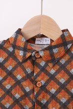 Premium brown plaid button down muslin shirt - ARIA KIDS
