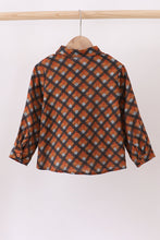Premium brown plaid button down muslin shirt - ARIA KIDS