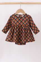 Premium brown plaid muslin bubble - ARIA KIDS