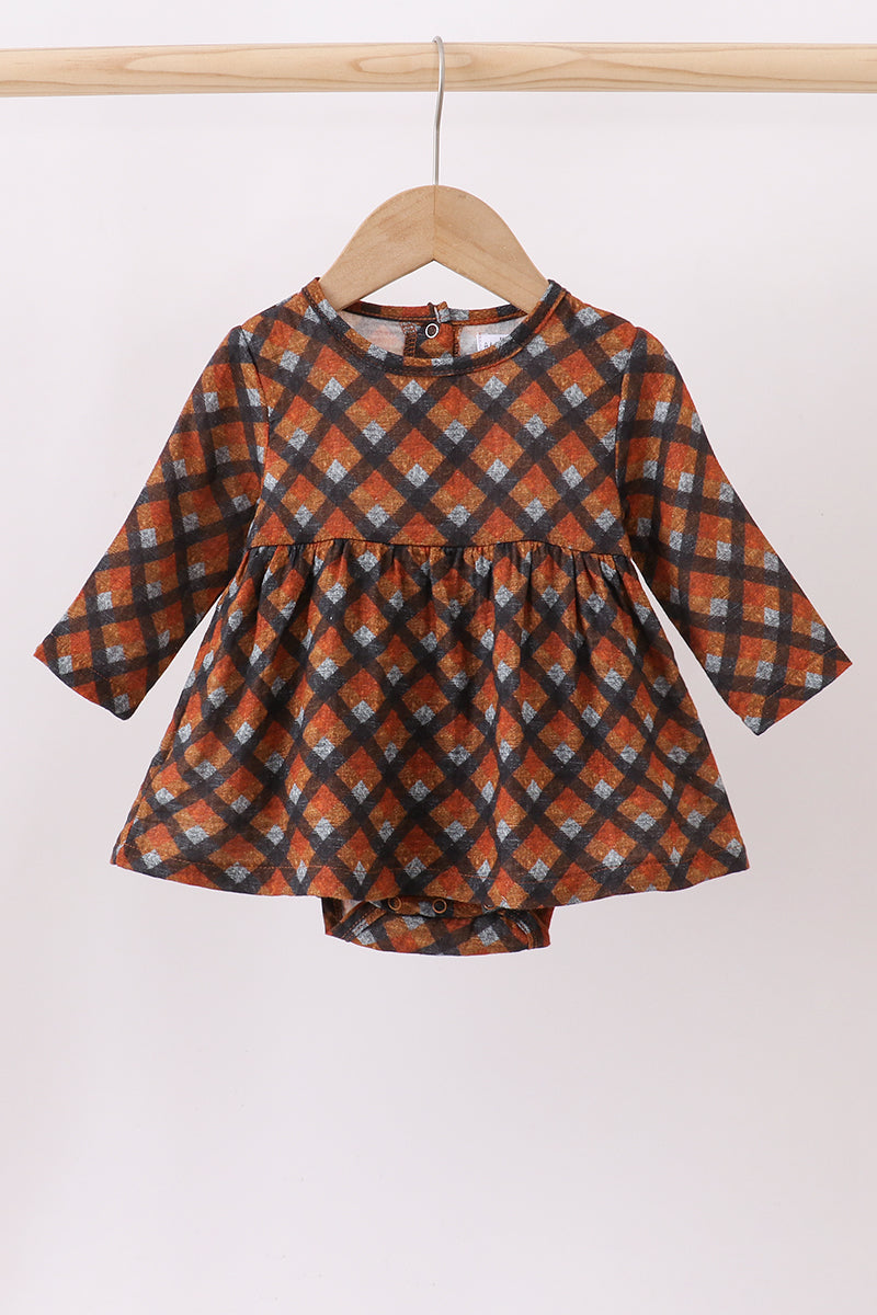 Premium brown plaid muslin bubble - ARIA KIDS