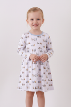 Premium blue character print bamboo dress - ARIA KIDS