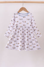 Premium blue character print bamboo dress - ARIA KIDS