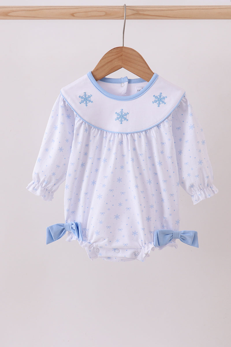 Premium blue snow bow embroidery bubble - ARIA KIDS