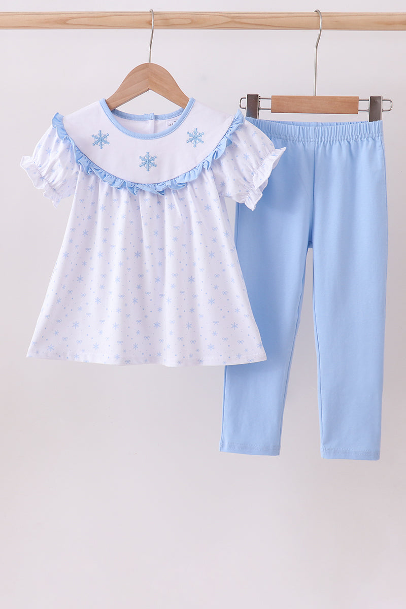 Premium blue snow bow pants set - ARIA KIDS