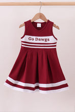 Premium Maroon Go Dawgs Mississippi embroidery ruffle dress - ARIA KIDS