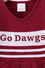 Premium Maroon Go Dawgs Mississippi embroidery ruffle dress - ARIA KIDS